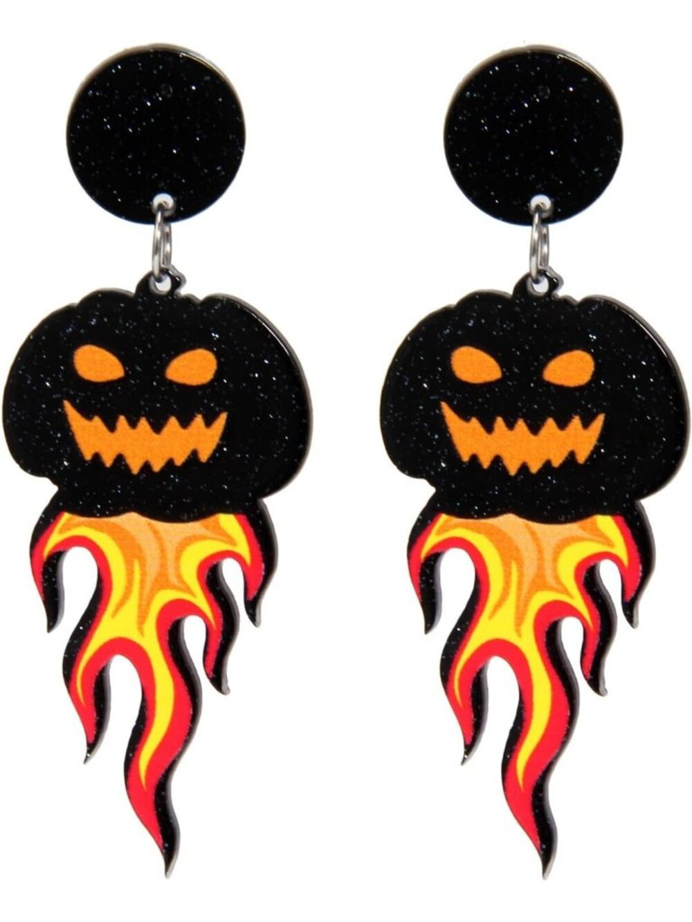 Women's Black Orange Drop Dangle Pumpkin Halloween Jewelry Crystal Earrings